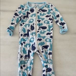 Silk Berry Bamboo Footies with Easy Dressing Zipper - Pool & Twilight 3-6 mos